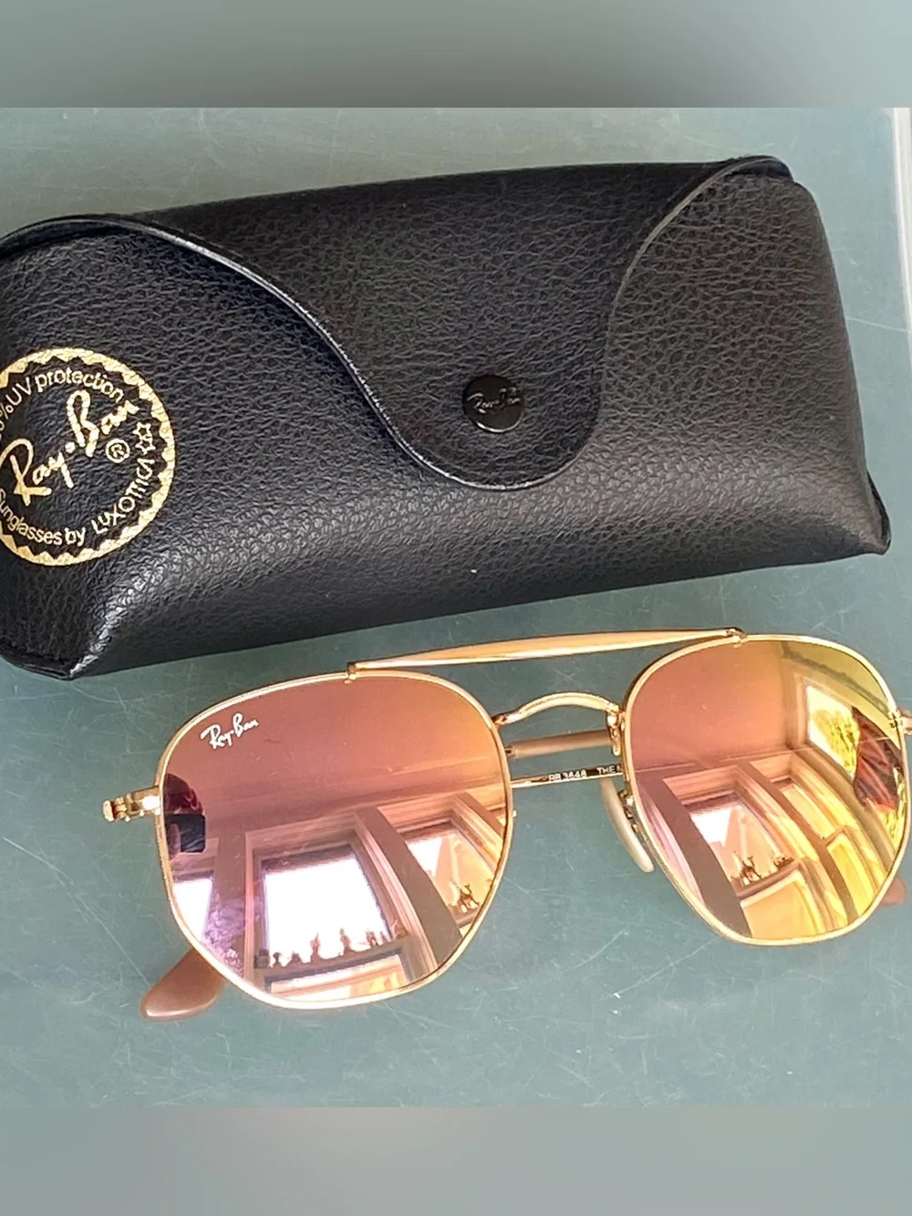 RAY-BAN RB3648 The Marshal Sunglasses Gold Frame 54mm Mirror Lens Made Italy
